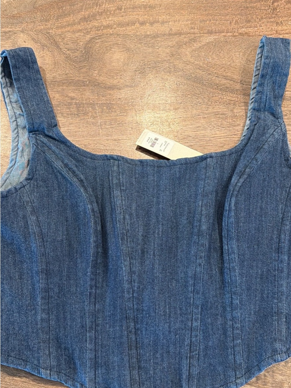 Francesca's Collections Blue Denim Corset Crop Top